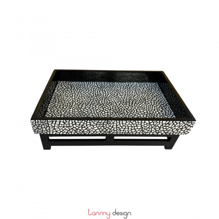 Small rectangle lacquer tray attached with eggshell included with stand 25*35 cm
